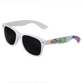 White Retro Tinted Lens Sunglasses - Full-Color Full-Arm Printed